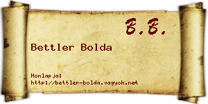Bettler Bolda névjegykártya